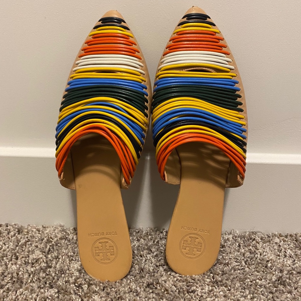 Tory Burch: Multi Orange Yellow Blue Sienna Flat